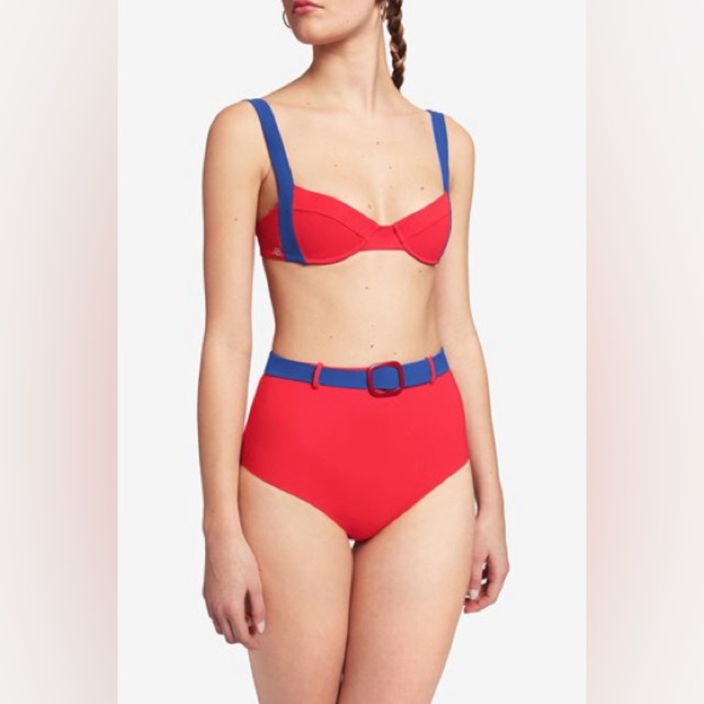 Angelys Balek women Vibrant Red and Blue Women's Bikini Set